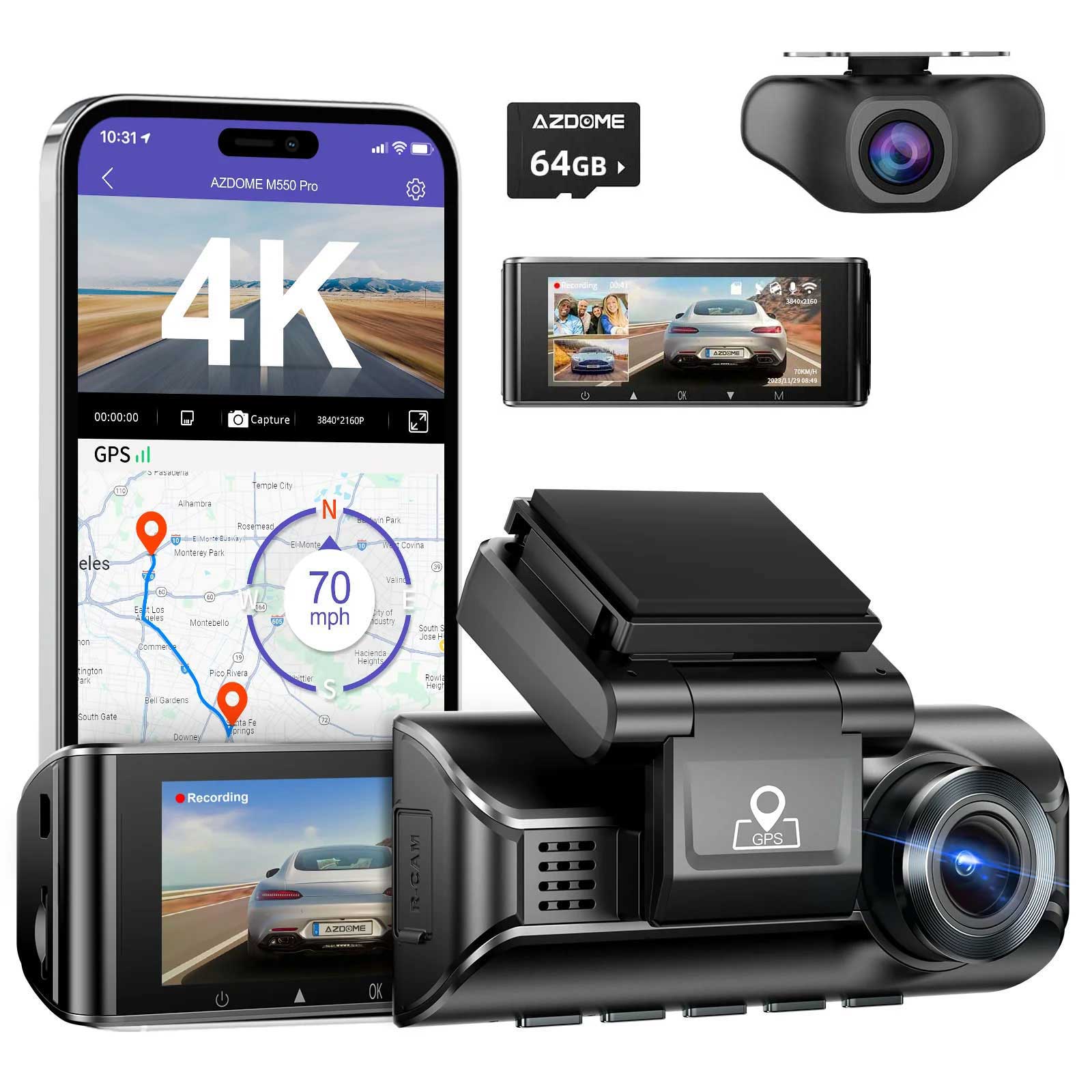 <tc>AZDome M770 Pro 2CH 4K Wifi GPS 64gb Dashcam</tc>