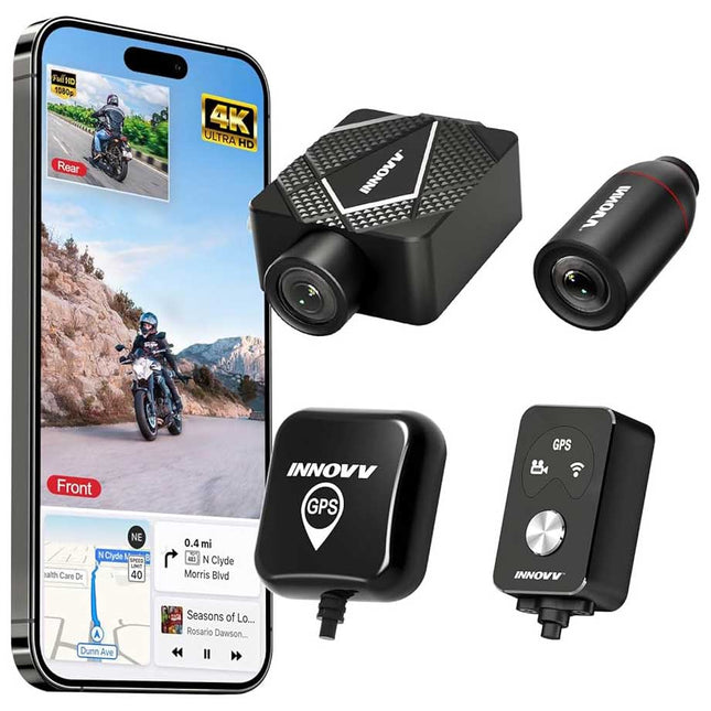 Innovv K5 2CH Dual True 4K Wifi GPS dashcam pour moto