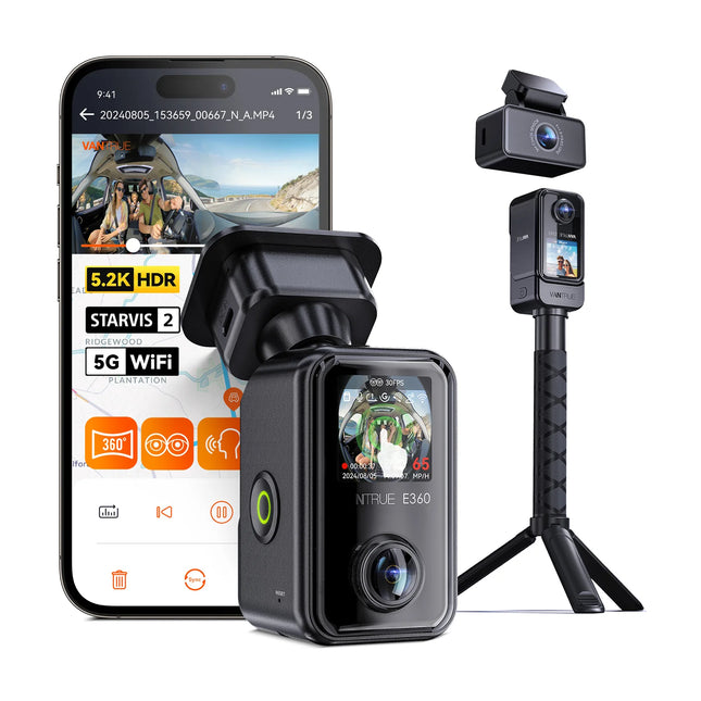 Vantrue E360 Ace 5K 3CH Wifi GPS 360 degrés dashcam