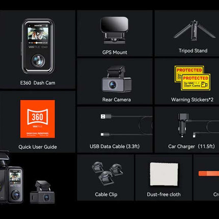Vantrue E360 Ace 5K 3CH Wifi GPS 360-Grad Dashcam