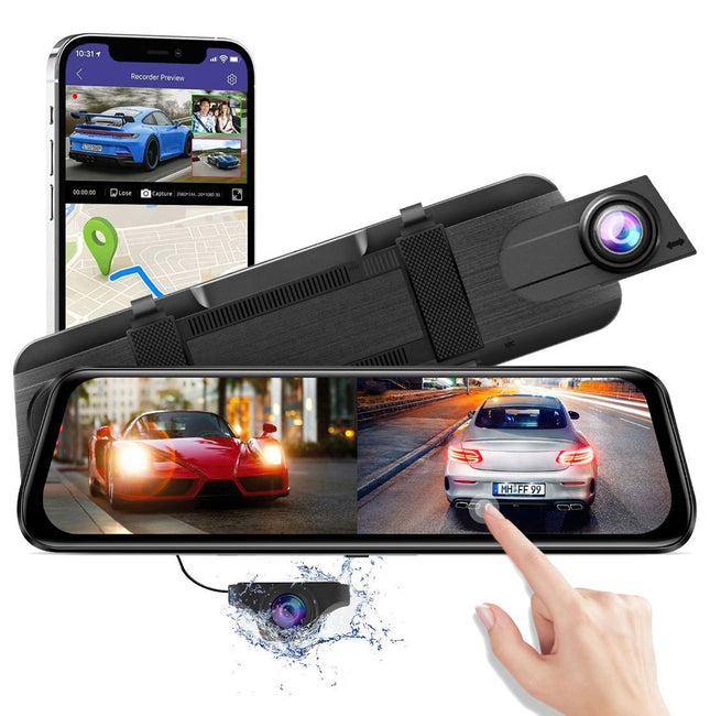 AZDome AR09 QuadHD 2CH Full Mirror Wifi Touch Innenspiegel Dashcam