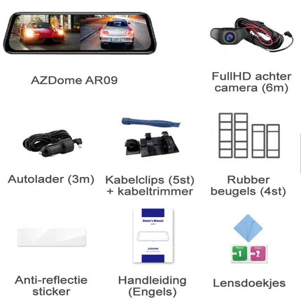 AZDome AR09 QuadHD 2CH Full Mirror Wifi Touch Innenspiegel Dashcam