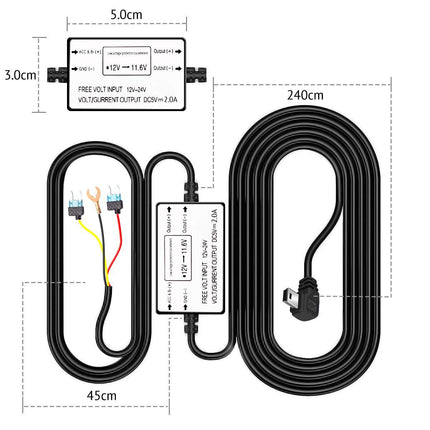 AZDome BN03 Hardwire Kit Micro USB 3-wire