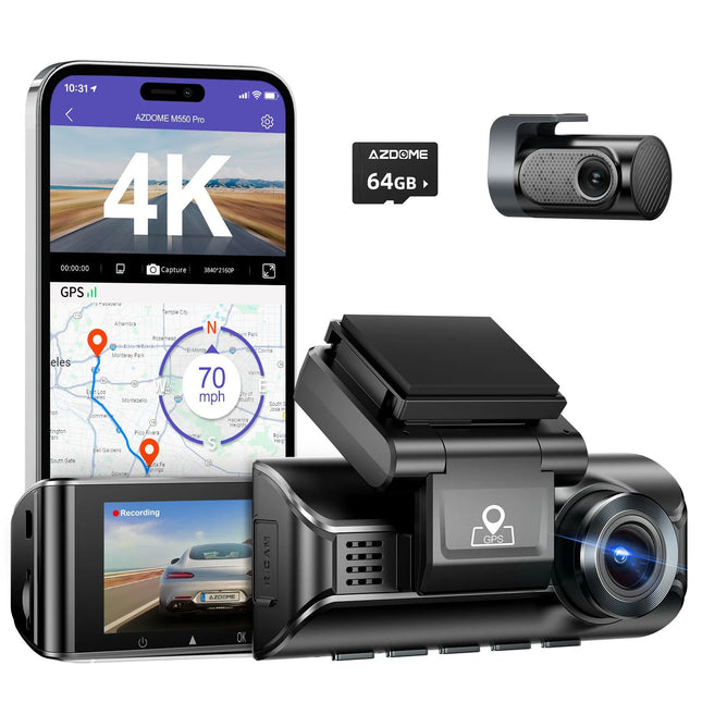 AZDome M550 Pro 2CH 4K Wifi GPS 64 Go dashcam