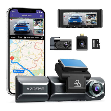 AZDome M550 Pro 3CH 4K Wifi GPS 64 Go dashcam