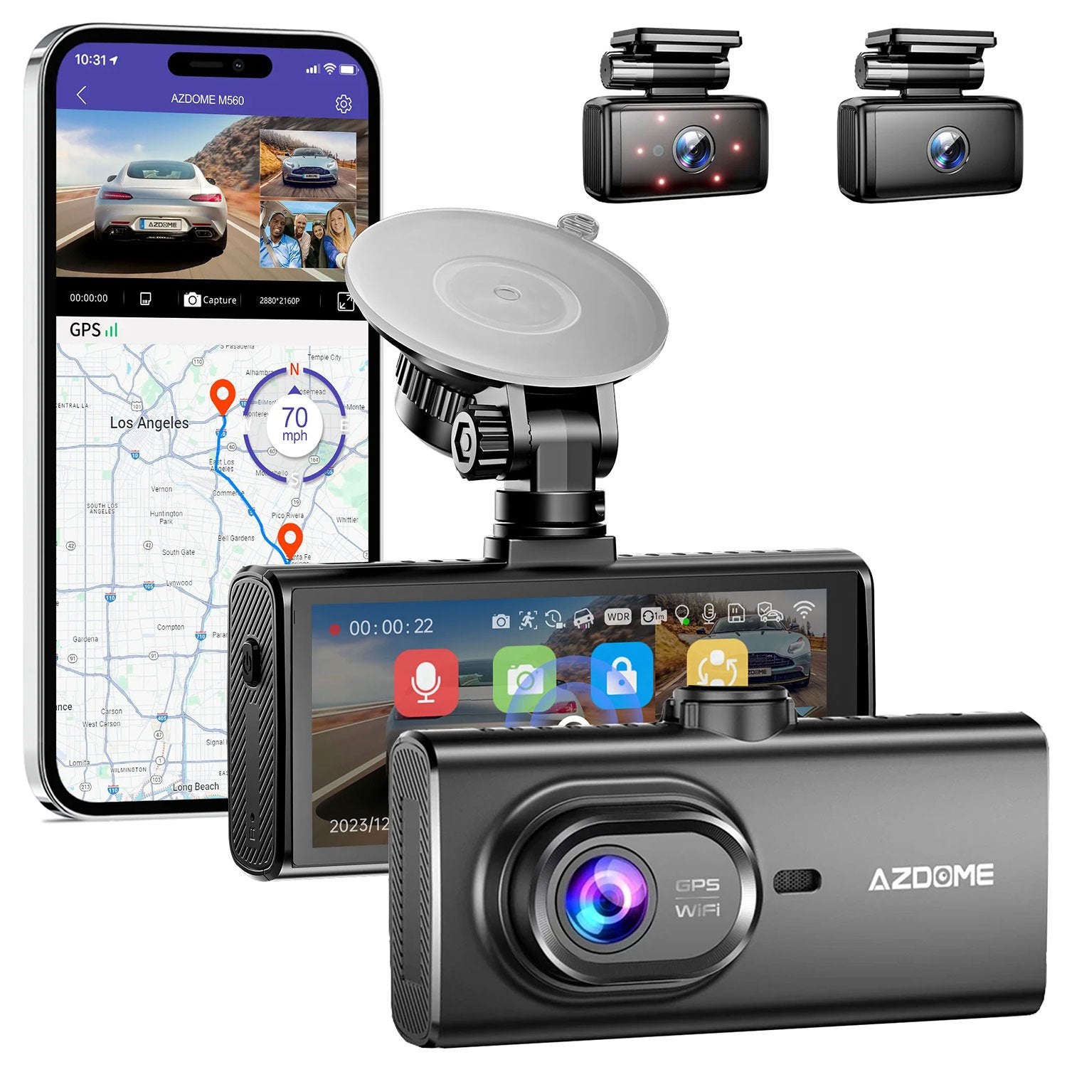 AZDome M560 3CH 4K Wifi GPS 128 Go dashcam