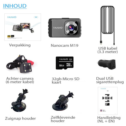 Nanocam M19 2CH Dual FullHD 32gb Dashcam