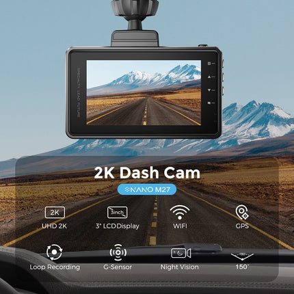 Nanocam M27 2K QuadHD Wifi GPS 32gb Dashcam