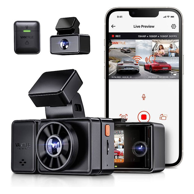 Vantrue E3 Triple 3CH 2K QuadHD Wifi GPS Dashcam