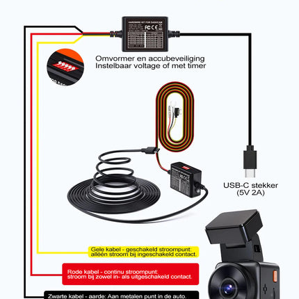 Vantrue VP01 Hardwire Kit USB-C 3-Draht